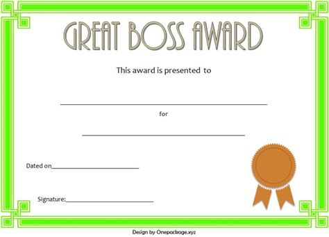 Best Boss Award Printable